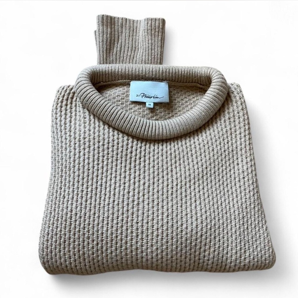 3.1 Phillip Lim Wool Knit Cropped Sweater Camel Brown